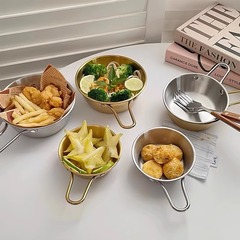 ins美式工业风不锈钢薯条碗炸鸡碗西餐小吃碗带柄水果甜品沙拉碗