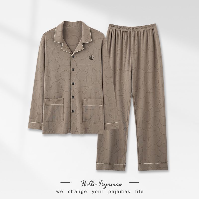 Pijamas de algodón para hombres primavera y otoño, manga larga, ropa para el hogar, cardigan adolescente suelto