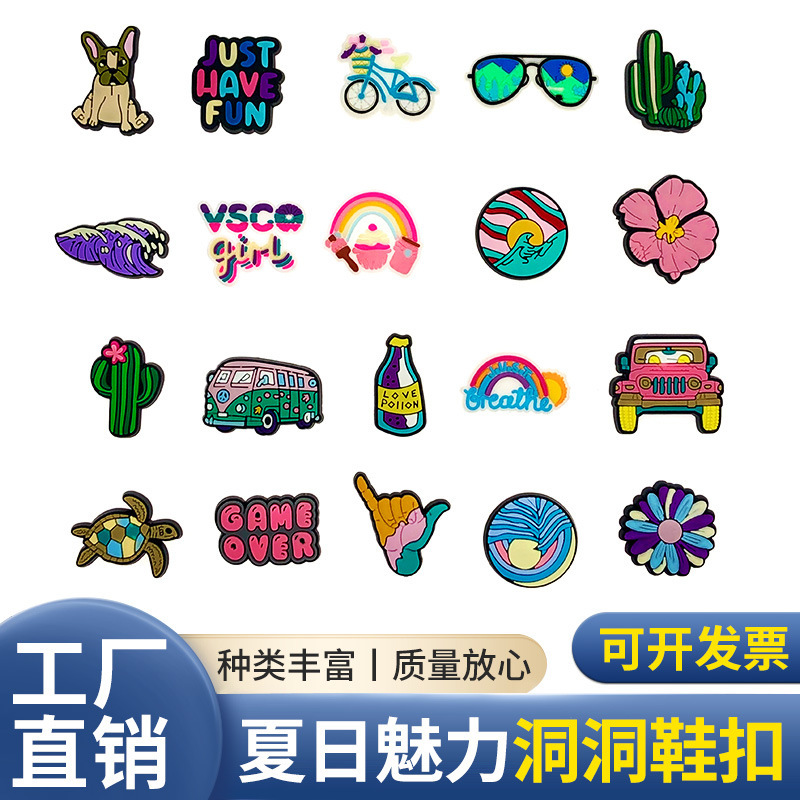 Summer charm PVC soft rubber zipper bag DIY shoes hole shoes flower shoe buckle accessories cross-border platform in stock wholesale