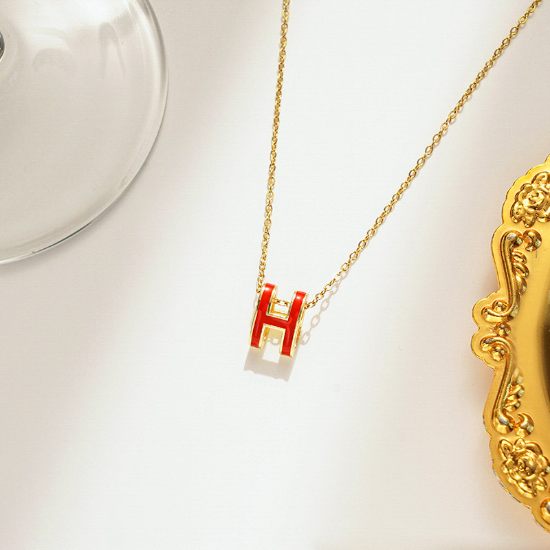 Gold red necklace