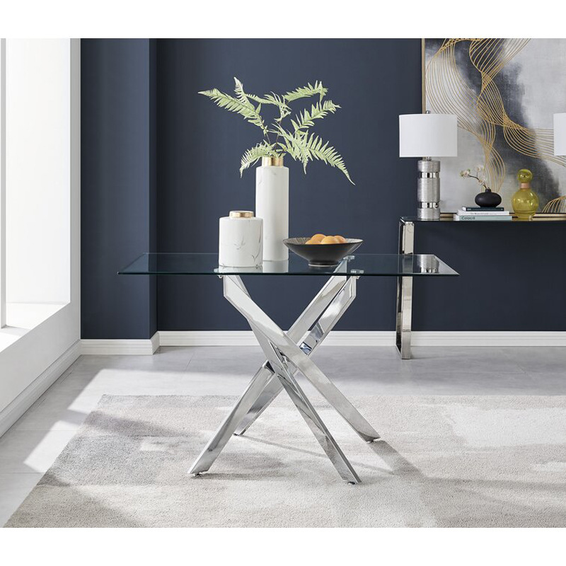 Mesa de comedor rectangular de vidrio templado mesa de comedor simple mesa de comedor mesa de vidrio