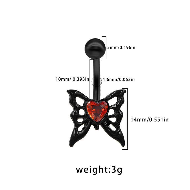 Halloween Bauchnabelpiercing Mit Herzförmigem Zirkonia Dunkel_voghion.com
