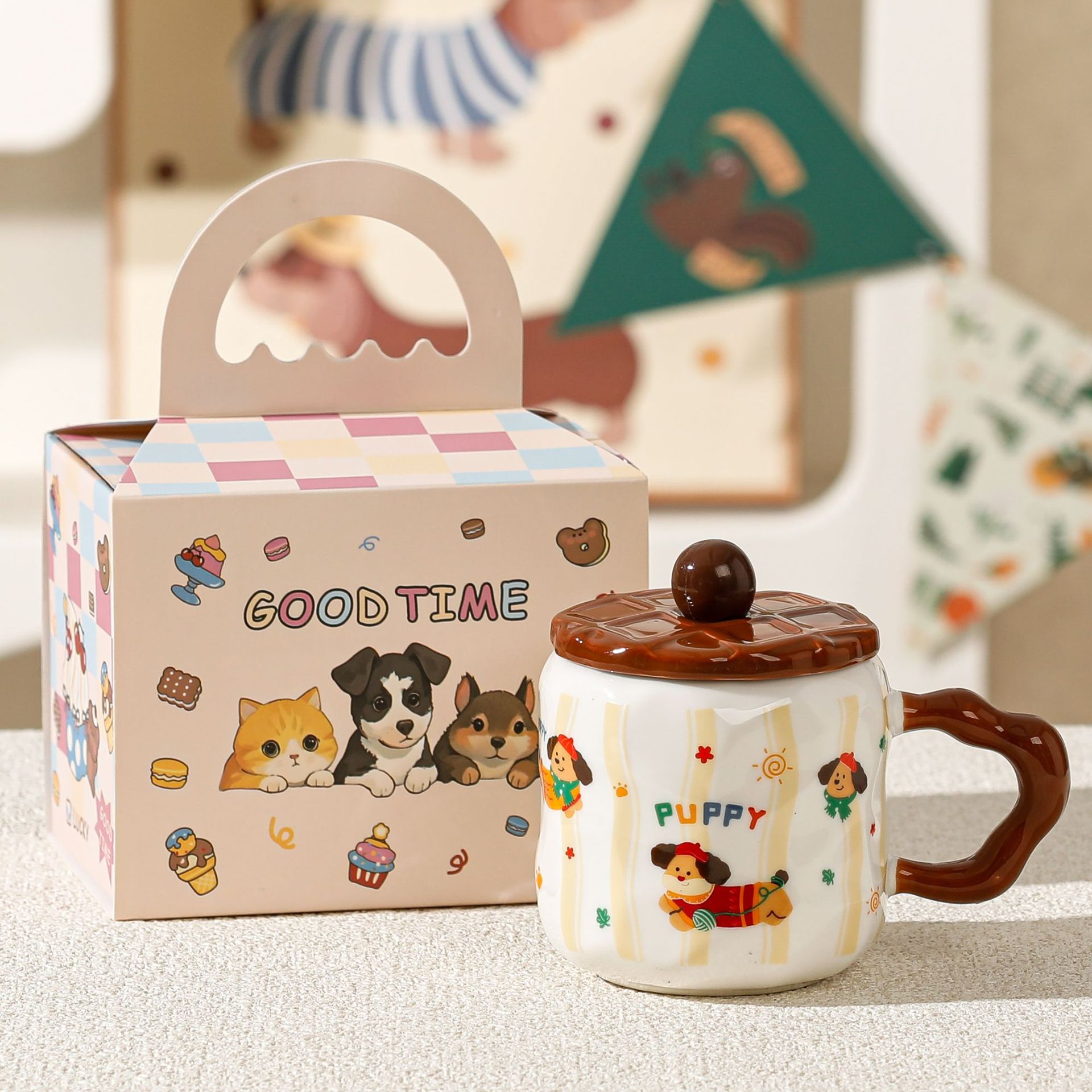 Taza de helado con diseño de perro salchicha, adorable taza de cerámica para beber, taza de café para oficina, con logo personalizado image 13