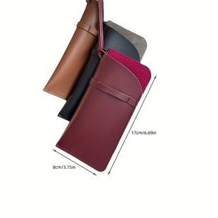 Hot-Selling Creative Pu Leather Glasses Pouch, Neck-Hanging Sunglasses Storage Case, Portable Glasses Bag Temu Bestseller