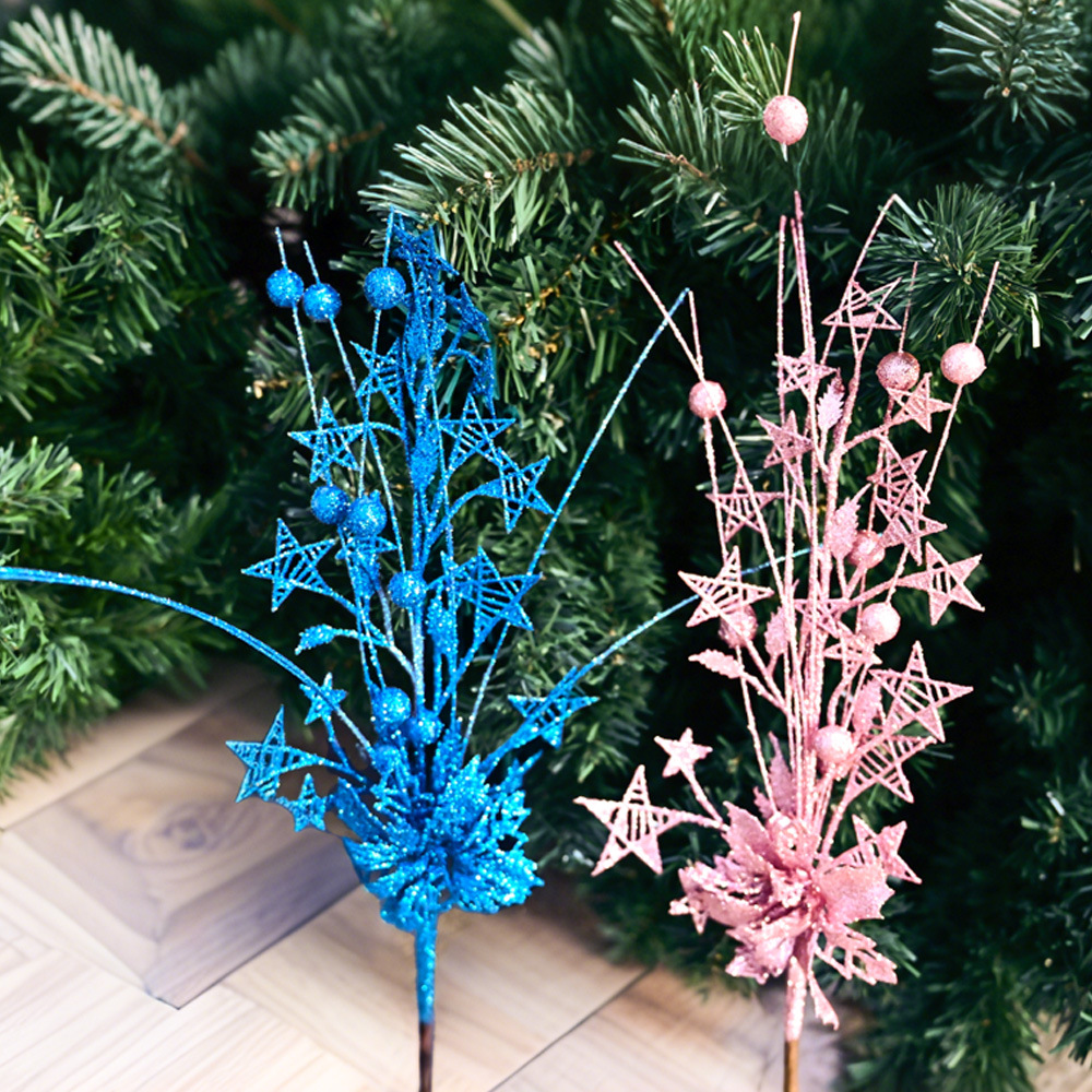 Estrellas huecas bayas flores navideñas transfronterizas festivas decoración de la fiesta atmósfera props hojas de navidad navidad
