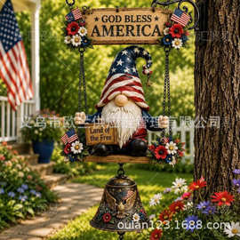 跨境新款Rustic Garden Gnome Bell OutdoorDecor侏儒庭院风铃702