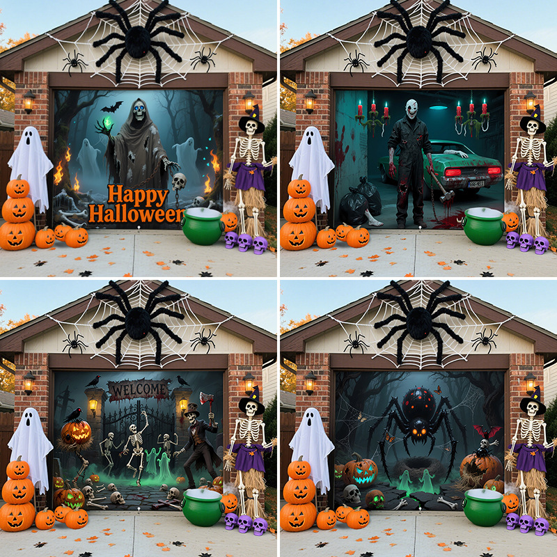 万圣节车库门装饰挂布庭院派对布背景布源头厂家支持Temu-jit代发