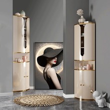 意式轻奢三角柜墙角酒柜后现代拐转角置物柜客厅扇形柜带抽屉角柜