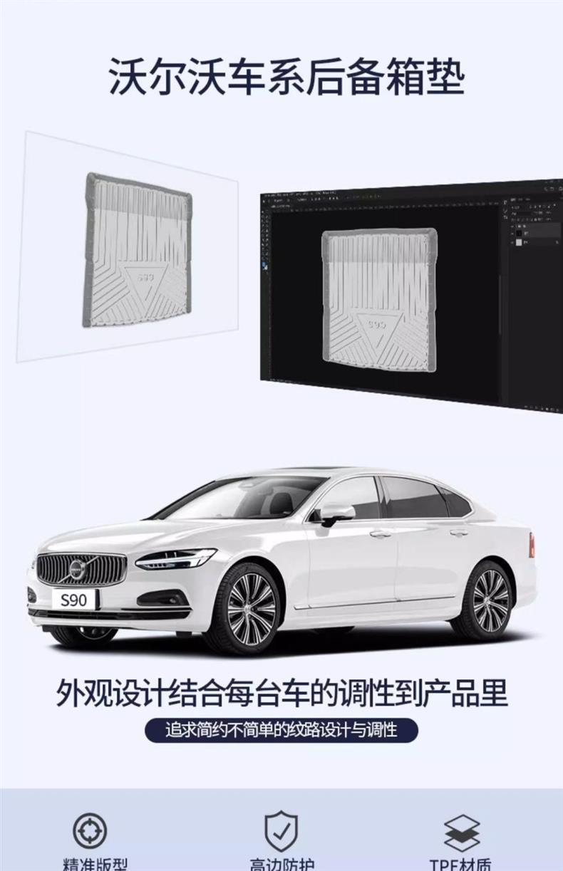 Tpe Volvo xc60s90L80v40 trunk mat modification accessories decoration new car special trunk mat