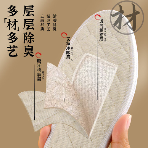 Herb deodorizing insoles for men, breathable and sweat-absorbing, deodorizing and aromatic, for sweaty feet, soft and ultra-soft, long-standing anti-odor and anti-foot odor.