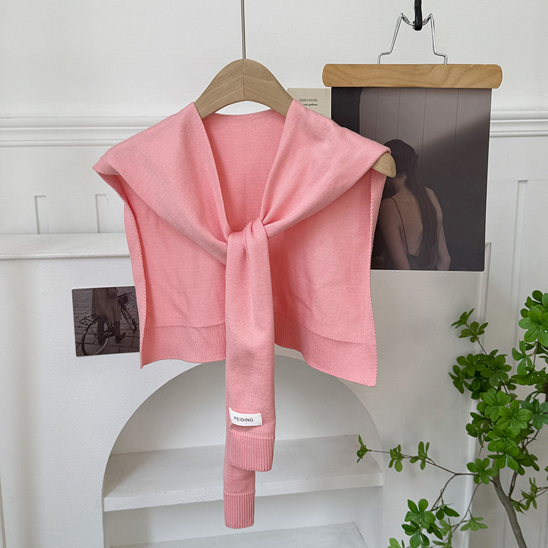 Versión coreana del chal de punto de color sólido, ropa de moda de alta gama, aire acondicionado, protección del cuello, protección solar, chaleco pequeño, bufanda cálida