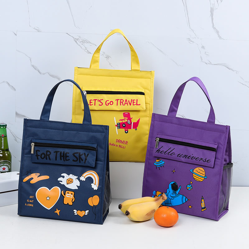 Portable lunch box bag children students thick aluminum foil lunch bag outdoor portable large capacity meal bag spot wholesale