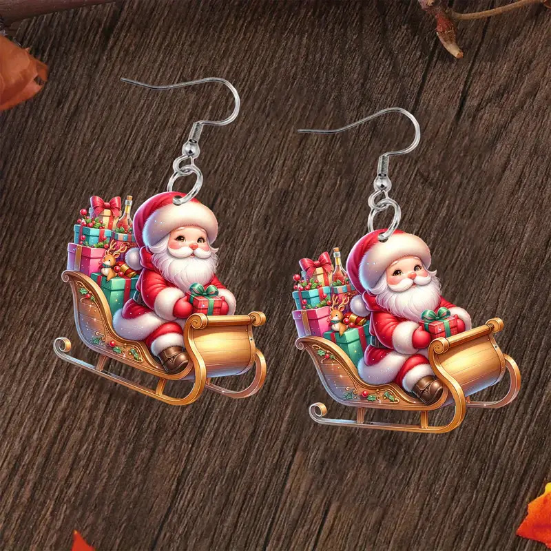 1 Pair Quantity Holiday, Christmas, Selfie, Festival Occasion 1 Pair Cute Retro Cartoon Santa Claus Arylic Unisex Drop Earrings Earrings