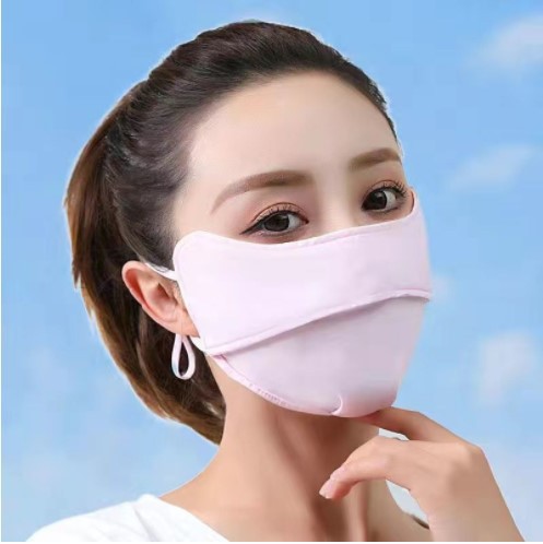 Summer ice silk sunscreen mask for women, anti-UV, outdoor cycling sunshade, opening, breathable, eye protection, thin style