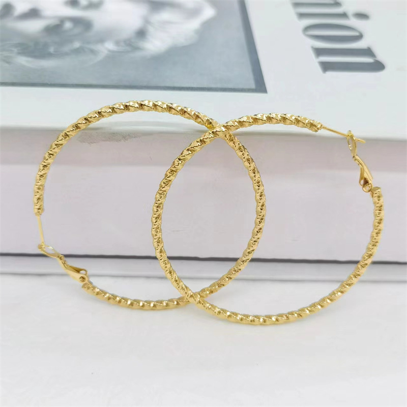 1 Pair Streetwear Solid Color Plating Titanium Steel Hoop Earrings display picture 3