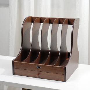 Huixing Creative Wooden with Drawer Five-link File Bar Wooden Five-column File Storage Bookshelf Desk