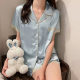 Pajamas Women's Ice Silk Summer Thin Short-sleeved suit Cardigan Lace Solid Color Silk Home Clothes Explosions