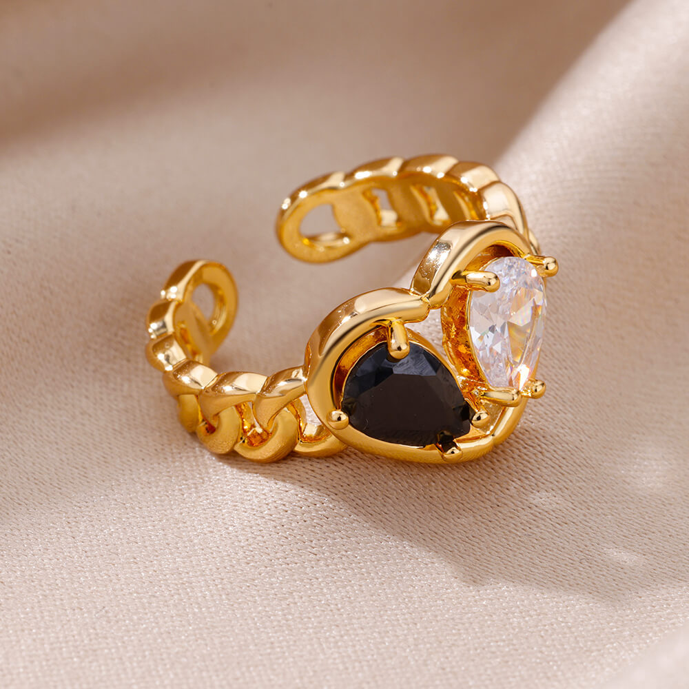 10g Weight Zircon Inlay Material Rings Classification Adjustable Ring Size 1 Piece Quantity Daily Occasion Copper Material Irregular, Heart Shape Pattern All Seasons Season Women's Gender Plating Design Elegant, Simple Style Style Wholesale Jewelry Elegant Simple Style Irregular Heart Shape Copper Zircon Plating Rings 34