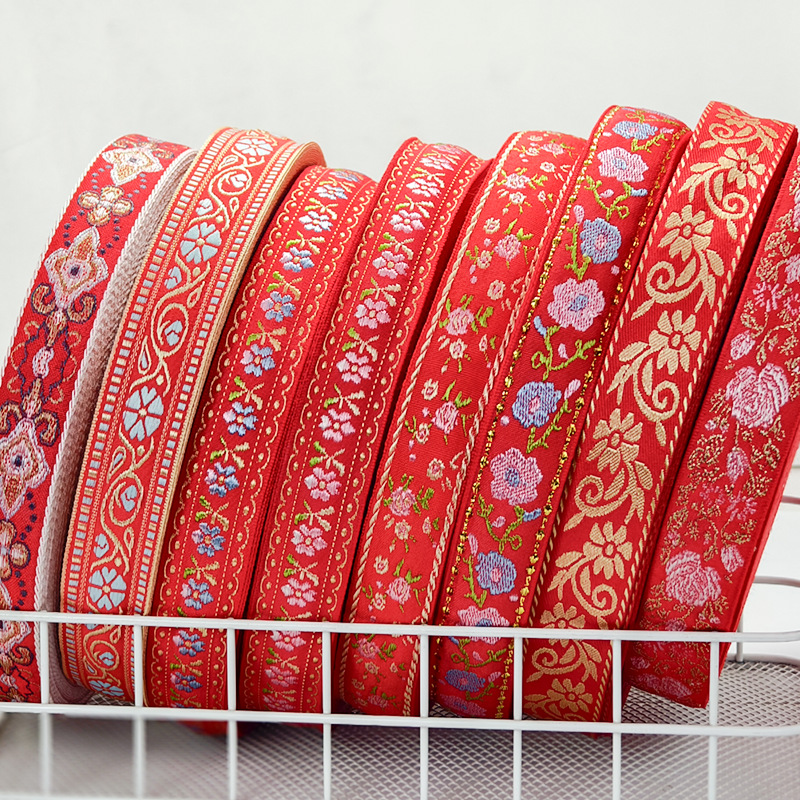 Bordado jacquard bordado cinta cinta encaje estilo étnico Hanfu hifu sofá accesorios de cortina materiales para accesorios para el cabello