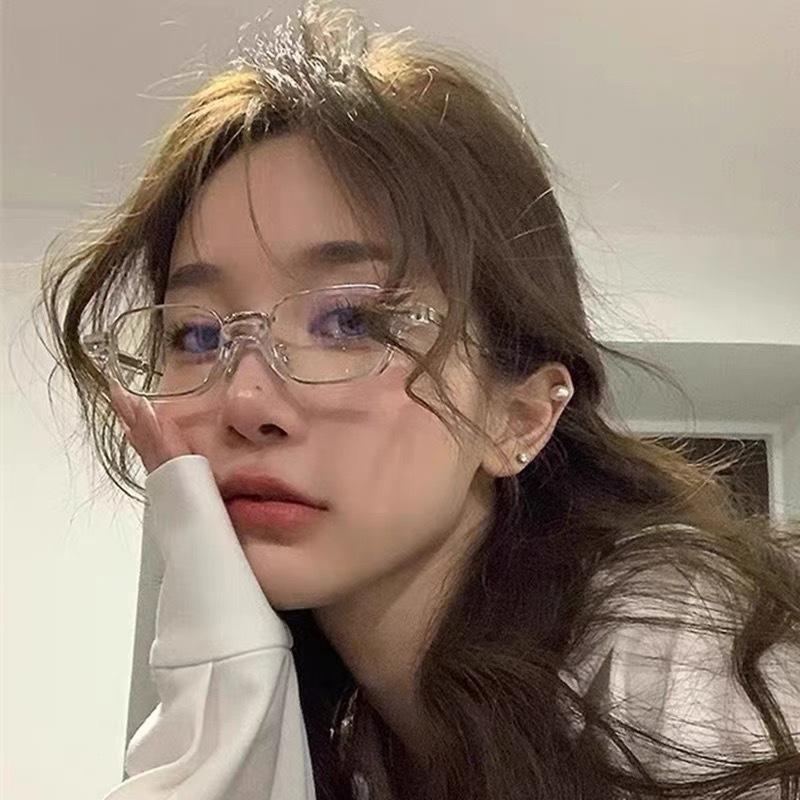 小众设计透明半框眼镜框镜架女款素颜神器小框装饰近视镜可配近视|undefined