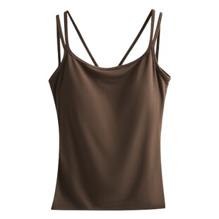 Cross beauty back camisole women's chest pad plus size modal all-match sleeveless top spring and summer 2024 New