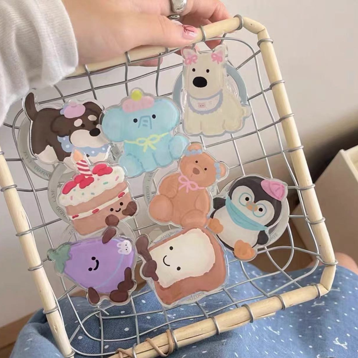 Soporte magnético de animal lindo de dibujos animados para carcasa de iPhone portátil Huawei desmontaje soporte telescópico chica