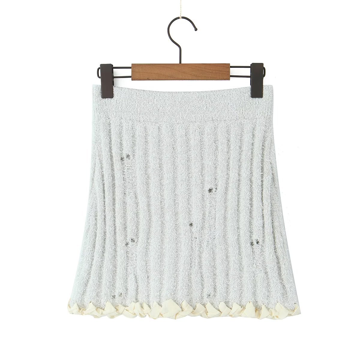 Autumn Two Color Handmade Rope Large Collared Sweater Rope Knitted Overskirt Sets