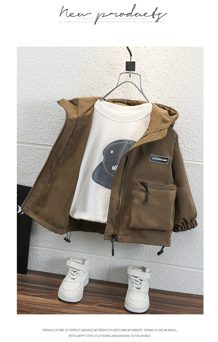 Windjacke mit großem Taschenetikett 2024 Frühlings- und Herbstsaison Neue koreanische Ausgabe Trendy Markenmantel für Kinder für Jungen_voghion.com
