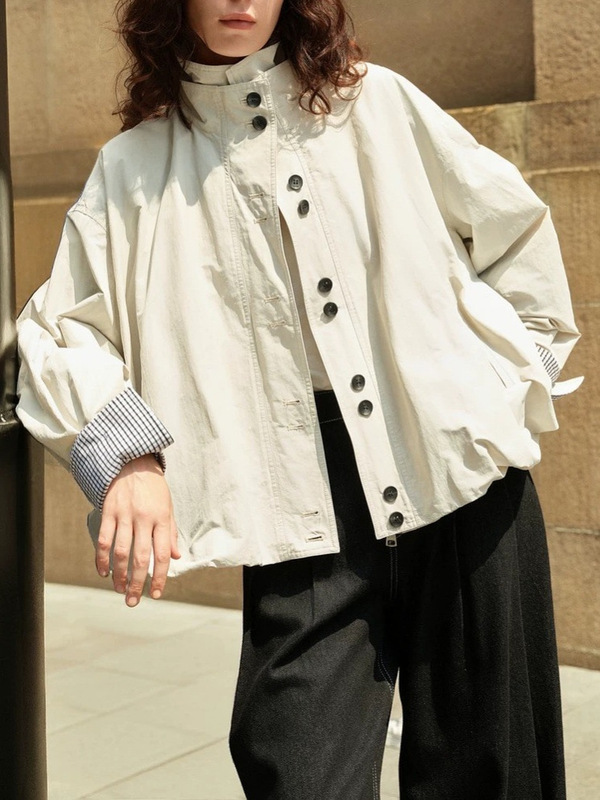 【White Noise Jacket】Flower Bud Style Short Jacket for Women 2025 Autumn New Workwear Loose Commuter Top