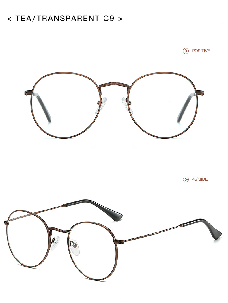 Simple Style Solid Color Ac Round Frame Full Frame Optical Glasses display picture 7