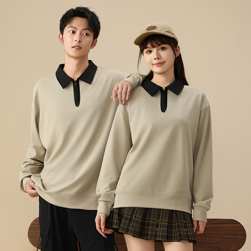 T-shirt ample à manches longues tendance automne sweat-shirt vêtements supérieurs pour hommes, nouveau style avec col à revers à l'extérieur et décontracté_voghion.com