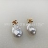 Retro earrings from pearl, European style, simple and elegant design