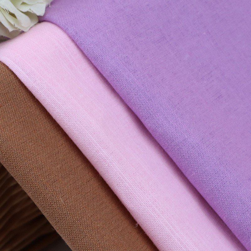 150g de tela de algodón de lino liso tejido de lino teñido de hilo primavera y verano vestido de la camisa tela de la ropa