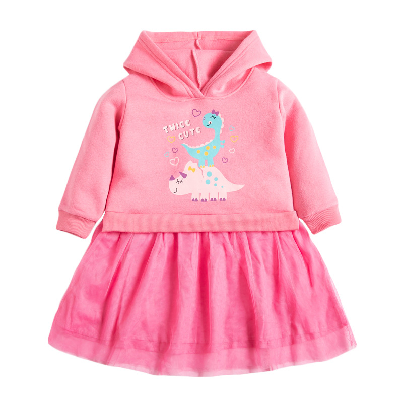 Little Maven invierno de manga larga niños falda Europea niñas vestido ocio fleece-forrado niños vestido