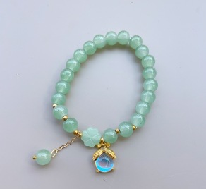 S079-Pulsera de cuentas de jade Firefly Donglin#tamaño 344