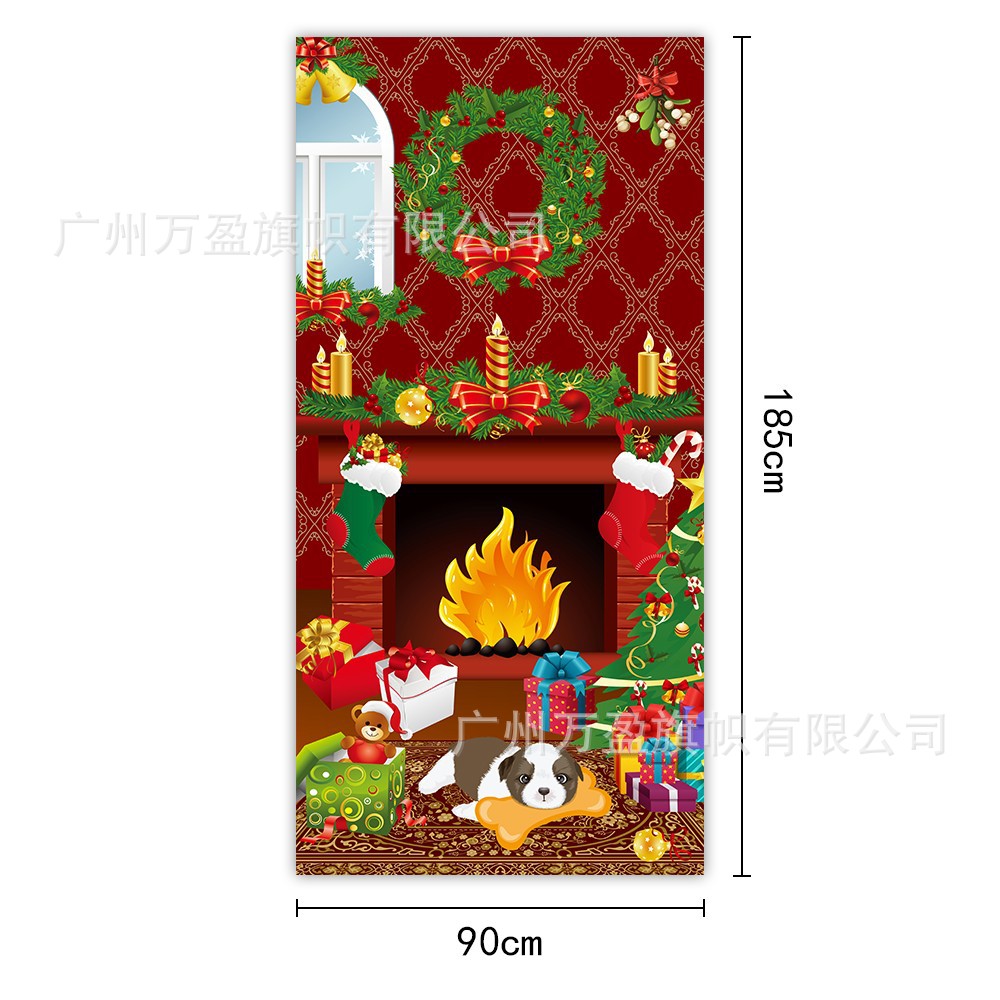 2025 nuevos productos de navidad cortina de bandera Santa Claus para ver la hoja de regalo decoración de tela colgante Bandera de bienvenida de Navidad