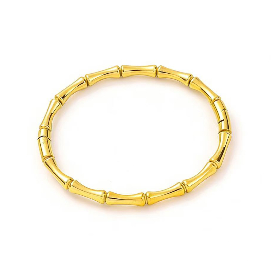 Nueva pulsera de acero de titanio de bambú de estilo chino nuevo pulsera de acero inoxidable para mujer pulsera de anillo simple pulsera abierta brazalete joyería