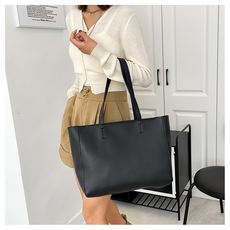 Simple Solid Color Large-capacity Portable Tote Bag Wholesale Nihaojewelry display picture 7