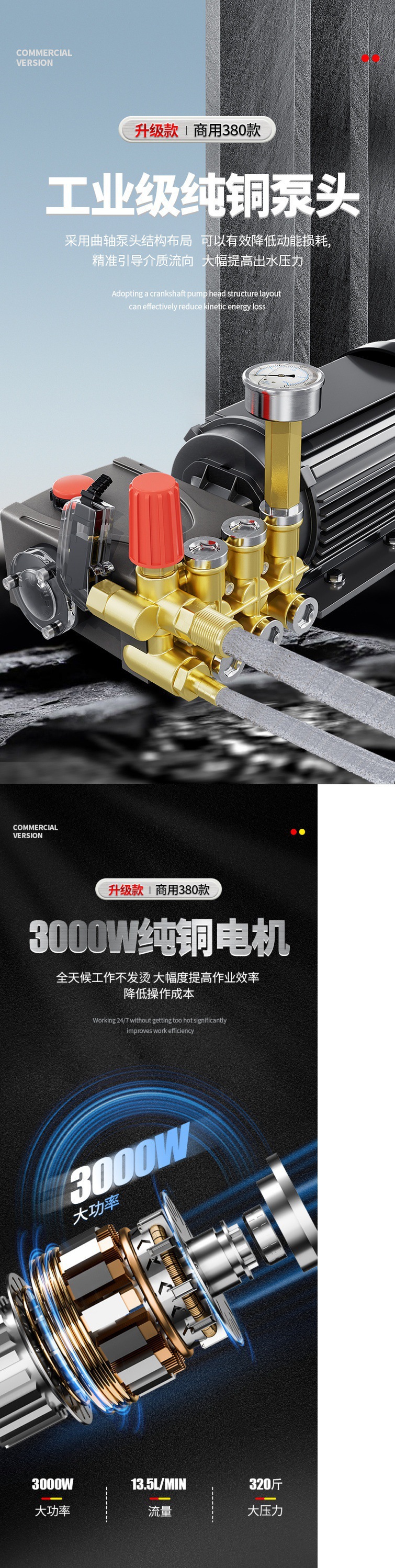 Ultra-High Pressure Car Washing Machine, Commercial Industrial 220V High-Power Car Wash Shop Automatic Cleaning Machine, High-Pressure Car Washing