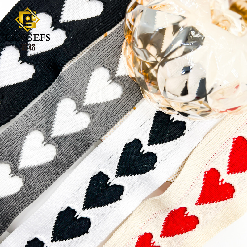 Manufacturer Wholesale 5cm Wide Heart-Shaped Jacquard Micro-Elastic Webbing Lace DIY Clothing, Shoes, Hats, Bags Decorative Accessories Lace