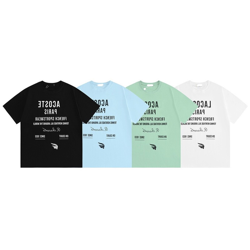 Cross-Border Authentic New Crocodile Print Letter Embroidery Logo Unisex Casual Loose Short-Sleeve T-Shirt Trendy
