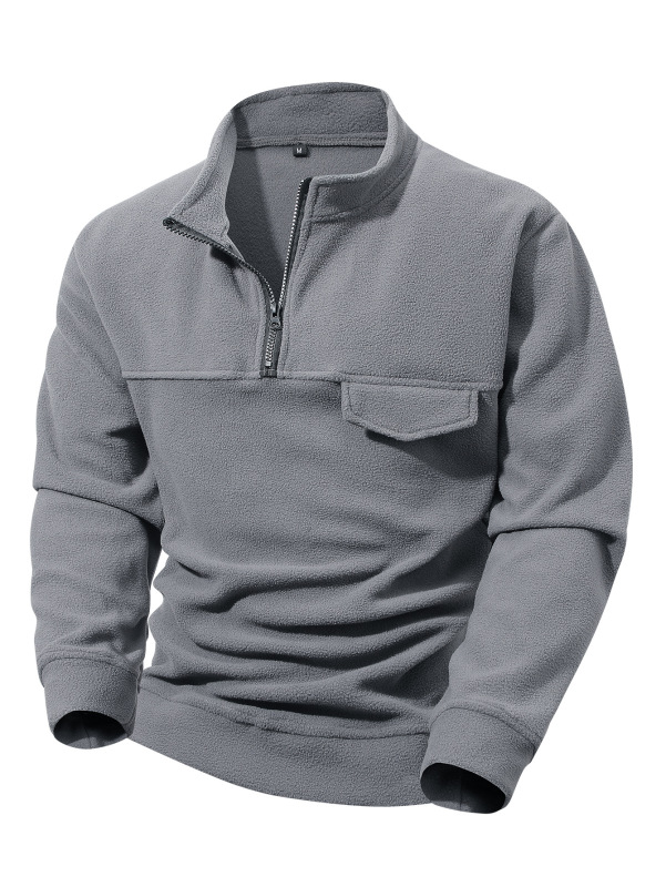 Cross-Border New Style Polar Fleece Stand-Up Collar Half-Zip Long-Sleeved Men's Sweatshirt Sports Casual Solid Color Fleece Knitwear Autumn and Winter Cross-Border New Style Polar Fleece Stand-Up Collar Half-Zip Long-Sleeved Men's Sweatshirt Sports Casual Solid Color Fleece Knitwear Autumn and Winter