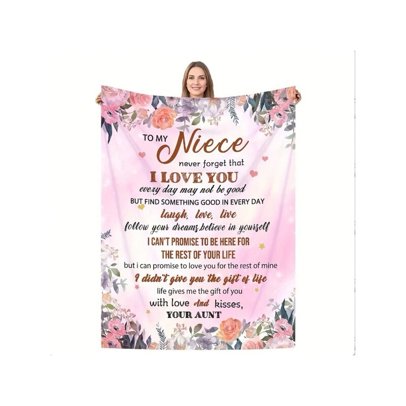 Hd Digital Printed Flannel Blanket, Letter Message Blanket for My Niece Blanket from Aunt Uncle