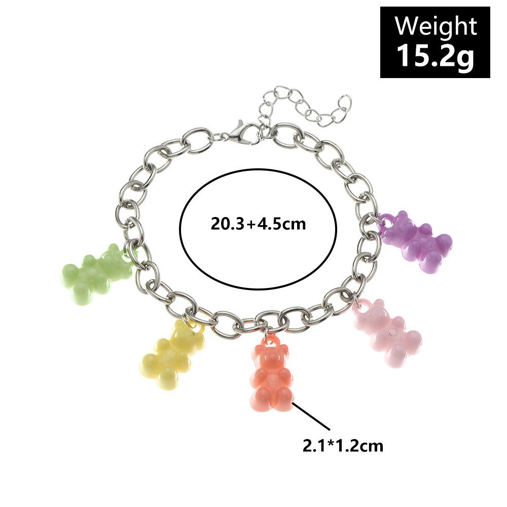 Retro Thick Chain Candy Color Resin Bear Bracelet Wholesale Nihaojewelry display picture 3