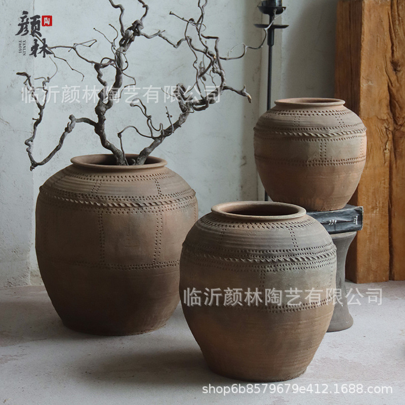 Antigüedad tallada a mano en cerámica gruesa, herencia cultural intangible en cerámica, gran barriga de cerámica, viento tranquilo, decoración del hogar Zen en cerámica