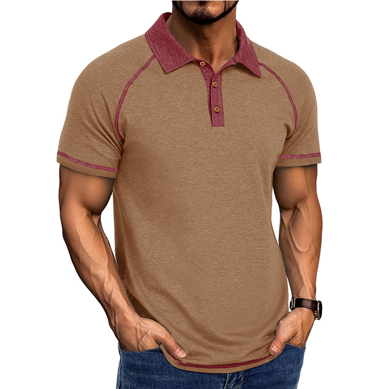 2025 spring European and American men's short-sleeved lapel Henry T-shirt foreign trade men's POLO base shirt Amazon men