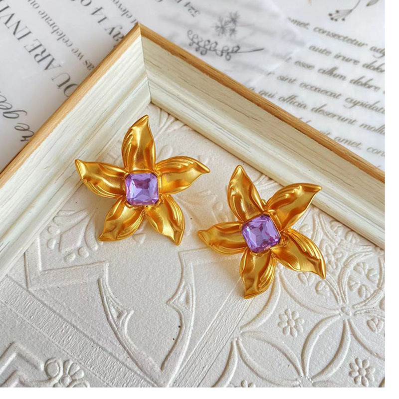 Simple Style Flower Alloy Plating Inlay Rhinestones Womenu0027S Ear Studs