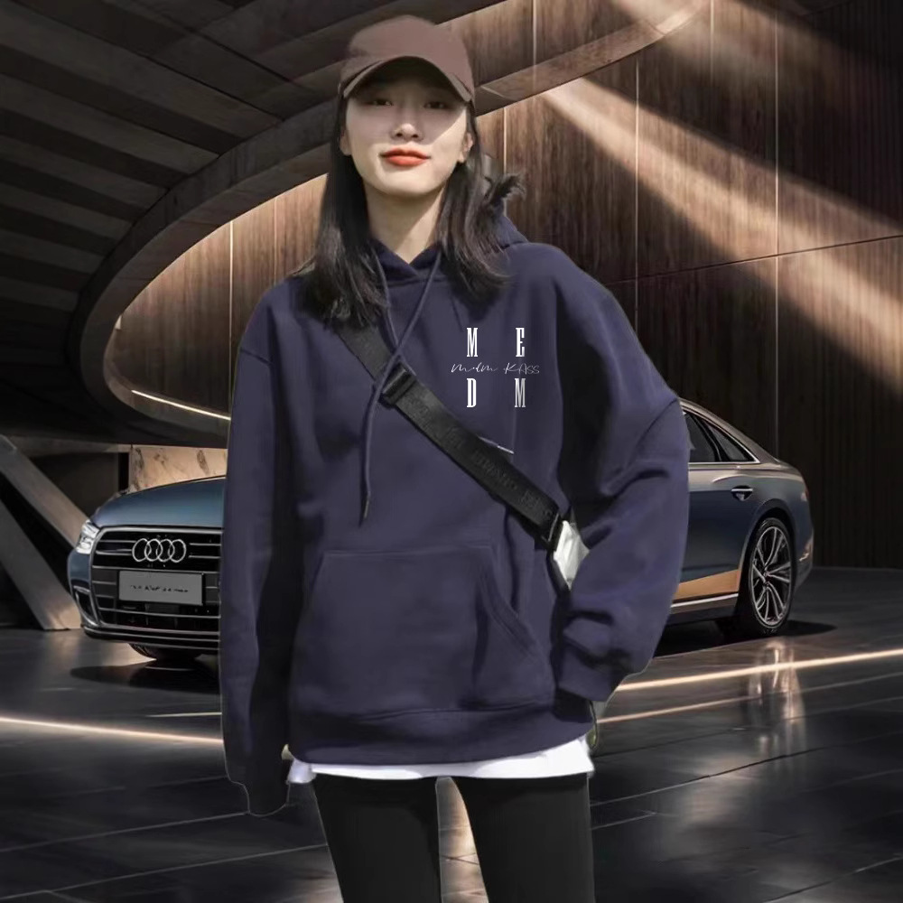 MEDM KASS 패션 브랜드 가을 후드 스웨터 남녀 미국 스트리트 커플의 느슨한 캐주얼 탑