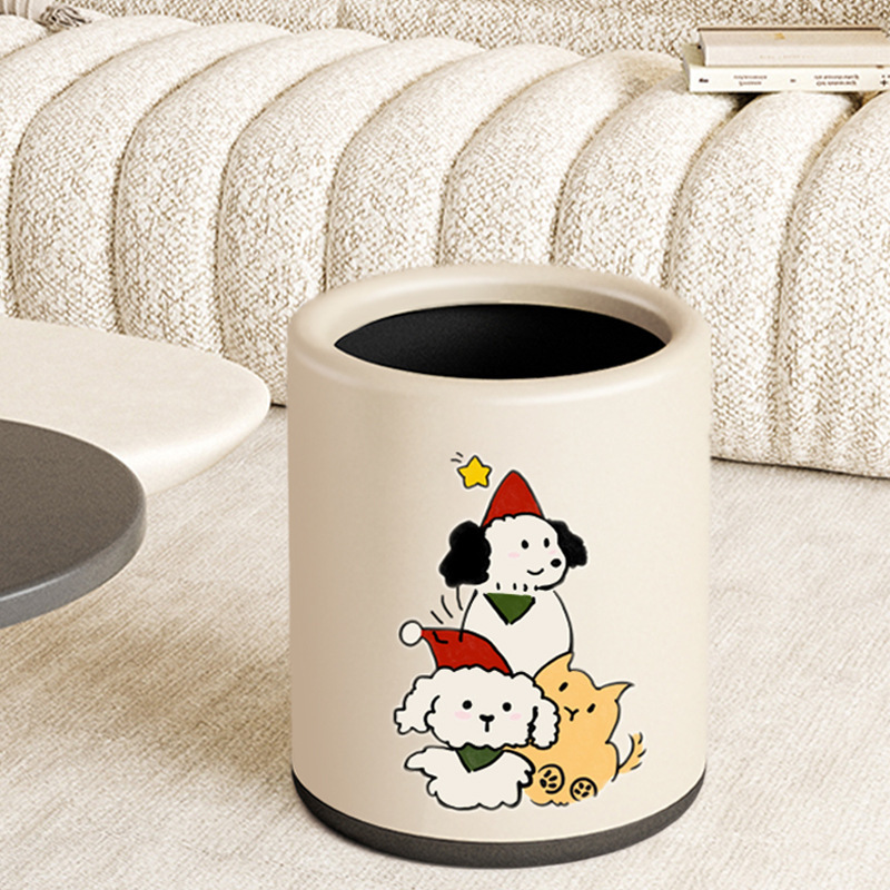 Double Layer Trash Bin Nordic Style Household Living Room Bedroom Bathroom Ins Cream Style Creative Cute Simple Paper Basket