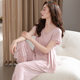 Modal Pajamas Women's Summer Round Neck Short-sleeved Cropped Pants Plus Size Refreshing Thin Household Pajamas Two-piece Set